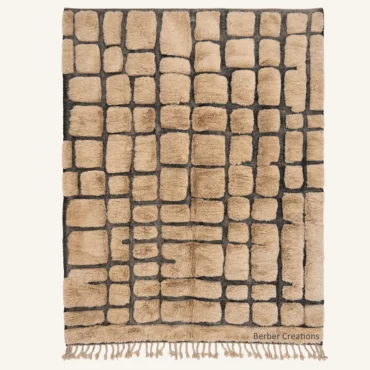 The Cobblestone Citadel | Custom Moroccan Rug | Handwoven Camel & Slate Berber Wool