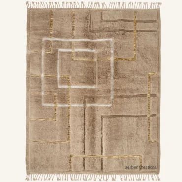 The Gilded Labyrinth | Custom Moroccan Rug | Handwoven Gold & Taupe Berber Wool