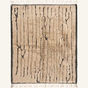 The Obsidian Rift | Custom Moroccan Rug | Handwoven Sand & Black Berber Wool