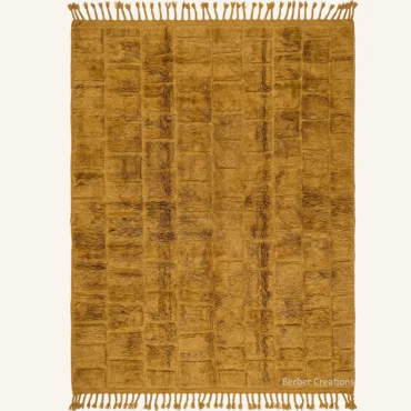 The Saffron Cobblestone | Custom Moroccan Rug | Handwoven Ochre 3D Berber Wool