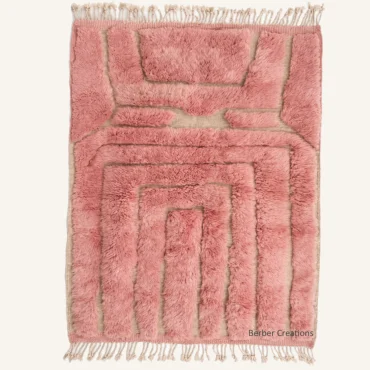 The Roseate Radiance | Custom Moroccan Rug | Handwoven Blush Pink Berber Wool