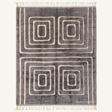 The Slate Sanctuary | Custom Moroccan Rug | Handwoven Slate Grey & Ivory Berber Wool