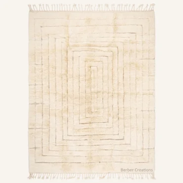 Concentric Carved Ivory Beni Mrirt Rug | Tonal Moroccan Shag | Artisan Direct