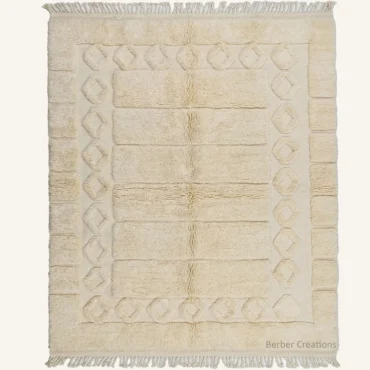 The Alabaster Frame | Custom 3D Textured Border Rug | Hand-Knotted Cream Tone-on-Tone Wool Carpet | Workshop Direct
