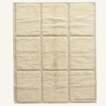 The Alabaster Grid | Custom 3D Textured Block Rug | Hand-Knotted Cream Tone-on-Tone Wool Carpet | Workshop Direct