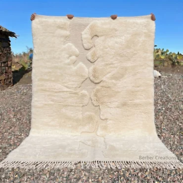 The Atlas Canyon | Custom Sculptural Mixed-Pile Moroccan Rug – 3D Ivory Wool