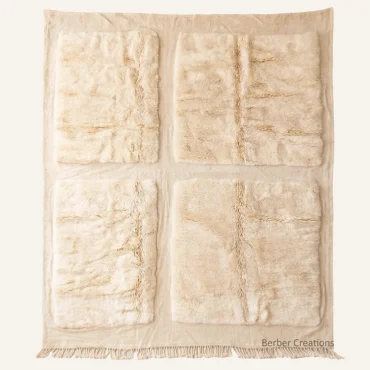 The Atlas Quadrant | Custom Mixed-Pile Moroccan Rug – Cream Flat-Weave & Shag Wool