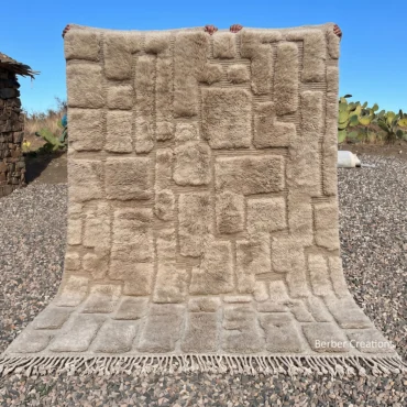 The Atlas Tectonic | Custom Sculptural Moroccan Rug – 3D Carved Beige Wool