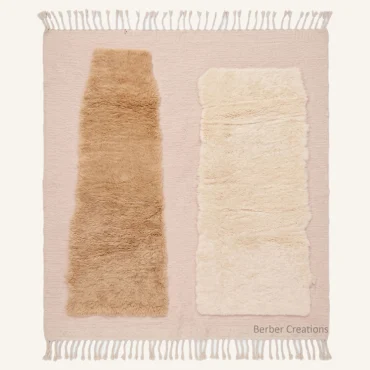 The Nomad Silhouettes | Custom Mixed-Pile Moroccan Rug – Flat-Weave & Shag Wool Art