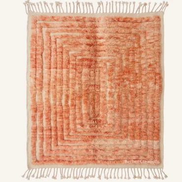 The Peach Labyrinth | Custom Hand-Knotted Moroccan Rug – Carved Peach Wool Maze