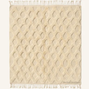 The Saharan Lattice | Custom 3D Textured Diamond Rug | Hand-Knotted Cream Tone-on-Tone Wool Carpet | Workshop Direct
