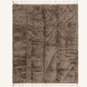 Atlas Fracture: Custom Hand-Carved Organic Brown Shag Rug | Producer Direct