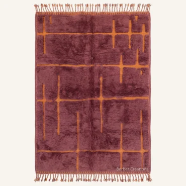 The Whispering Dawn | Hand-Knotted 3D Abstract Broken Grid Burgundy & Amber Moroccan Wool Rug