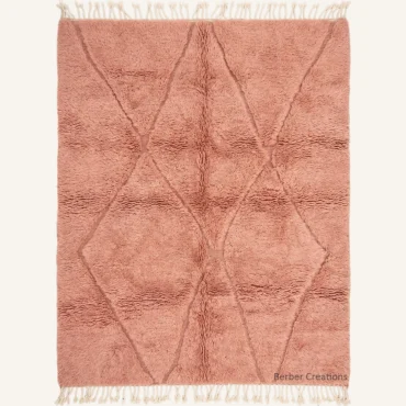 The Rose Quartz | Hand-Knotted 3D Diamond Sculpted Pure Pink Moroccan Wool Rug