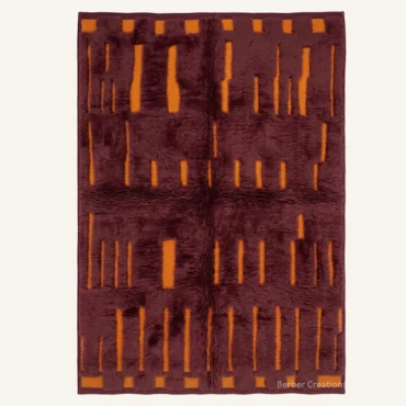 The Sahara Rhythm | Hand-Knotted 3D Textured Burgundy & Amber Moroccan Wool Rug