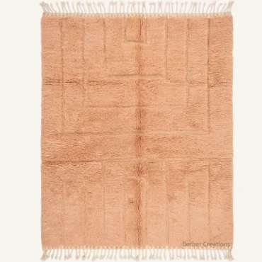 The Ivory Relief | Hand-Knotted 3D Textured Peach Minimalist Moroccan Wool Rug