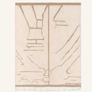 The Saharan Rhythm | Hand-Knotted Abstract Cream & Beige Minimalist Moroccan Wool Rug