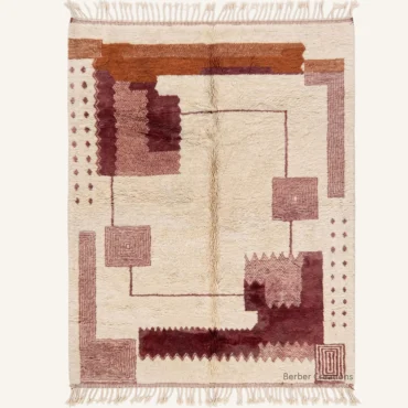 Crimson Caravan Moroccan Rug | Abstract Geometric Wool