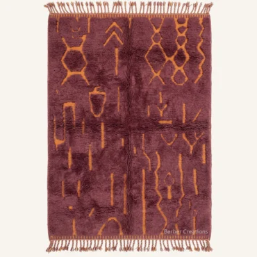 Crimson Glyphs Custom Berber Rug | 3D Carved Moroccan Wool