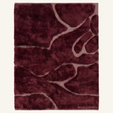 Crimson Organic Relief Moroccan Rug | 3D Carved Wool