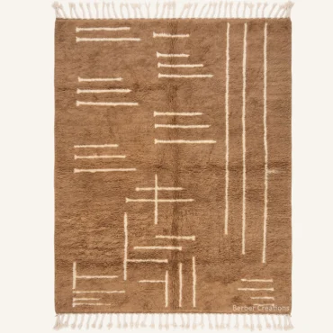 Earth Linear Rhythm Custom Berber Rug | 3D Carved Moroccan Wool