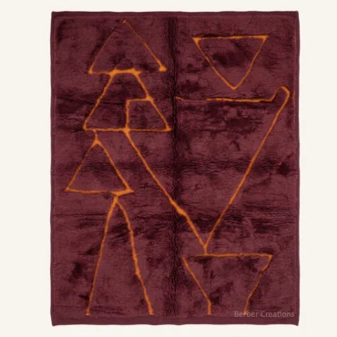 Atlas Sunset | Hand-Knotted Burgundy & Amber Geometric Moroccan Wool Rug