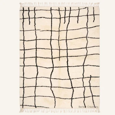 The Atlas Grid – Minimalist Black and White Moroccan Wool Rug