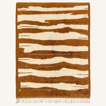 The Cinnamon Dune – Tiger Stripe 3D Carved Moroccan Wool Rug