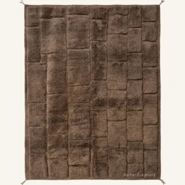 The Cocoa Blocks – 3D Carved Espresso Brown Moroccan Wool Rug