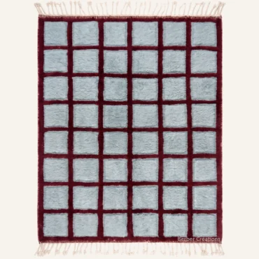 The Dune Grid – Architectural Sand-Tone Moroccan Wool Rug