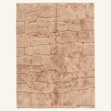 The Earthen Pathway – 3D Cobblestone Textured Moroccan Wool Rug