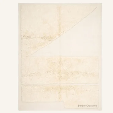 The Ivory Monolith – Geometric 3D High-Low Moroccan Wool Rug