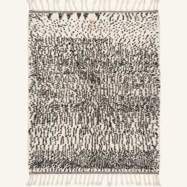 The Obsidian Bloom – Speckled Black and Ivory Moroccan Wool Rug