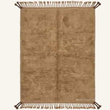 The Sandstone Haven – Luxury Plain Khaki Wool Moroccan Rug