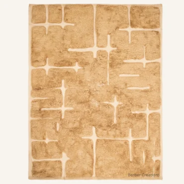 The Sandstone Pathway – 3D Hand-Carved Camel Beige Moroccan Wool Rug
