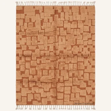 The Sienna Ridge – Organic Wavy Abstract Terracotta and Cream Moroccan Wool Rug