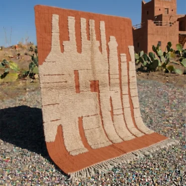 The Sienna Skyline – Abstract Organic Tower Moroccan Wool Rug