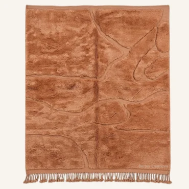 The “Amber Canyon” Authentic Moroccan Rug – Sculptural Organic Handwoven Monochrome Amber Beni Mrirt Wool Carpet