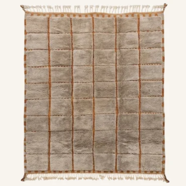 Asra Minimalist Hand-Knotted Caramel Beni Mrirt Wool Rug | Berber Creations