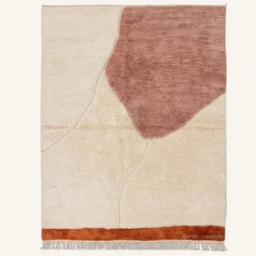 The “Clay & Canyons” Authentic Moroccan Rug – Abstract Handwoven Burgundy & Amber Beni Mrirt Wool Carpet