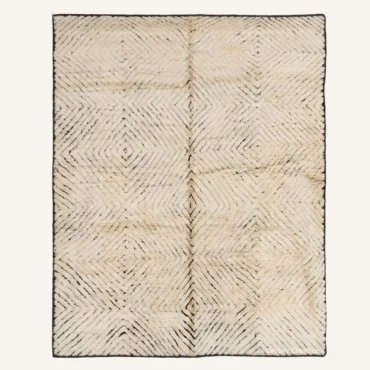 The “Diamond Echo” Authentic Moroccan Rug – Handwoven Black & Cream Beni Ourain Wool Carpet