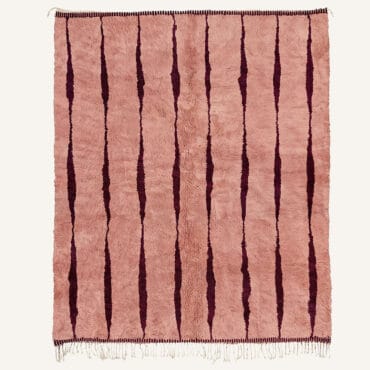 The Aza Rug – Handmade Dusty Pink Moroccan Berber Rug with Burgundy Vertical Lines