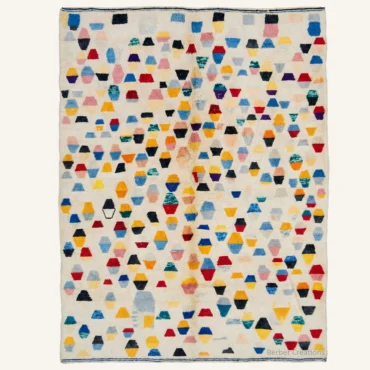 The “Kaleidoscope Confetti” Authentic Moroccan Rug – Colorful Abstract Handwoven Azilal Wool Carpet
