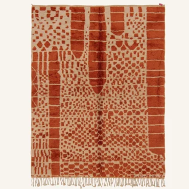 Malika Abstract Hand-Knotted Warm Terracotta and Cream Azilal Wool Rug | Berber Creations