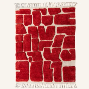Safia Abstract Crazy Paving Hand-Knotted Burgundy Wool Rug