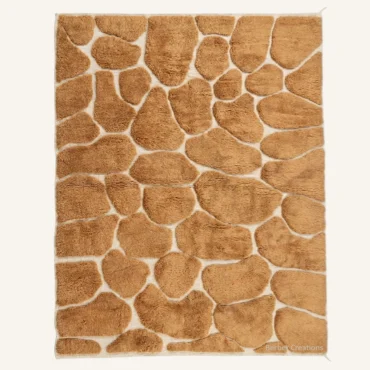 Soraya Abstract Giraffe Mosaic Hand-Knotted Caramel Beni Mrirt Wool Rug | Berber Creations