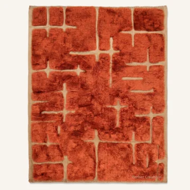 Yasmine Constellation Abstract Hand-Knotted Rust Orange Beni Mrirt Wool Rug