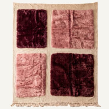 The Amzru Grid Rug – Handmade Burgundy & Dusty Pink Color Block Moroccan Rug