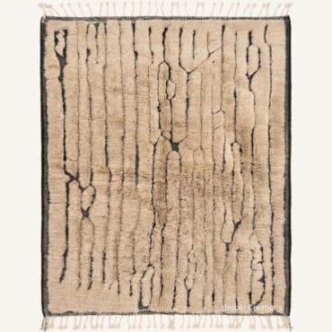 The Ifri Rug – Handmade Beige and Black Organic Tree Bark Pattern Moroccan Rug