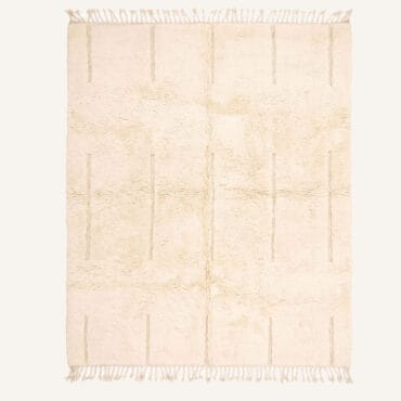 Tafoughalt Handmade Cream Minimalist Linear Moroccan Rug